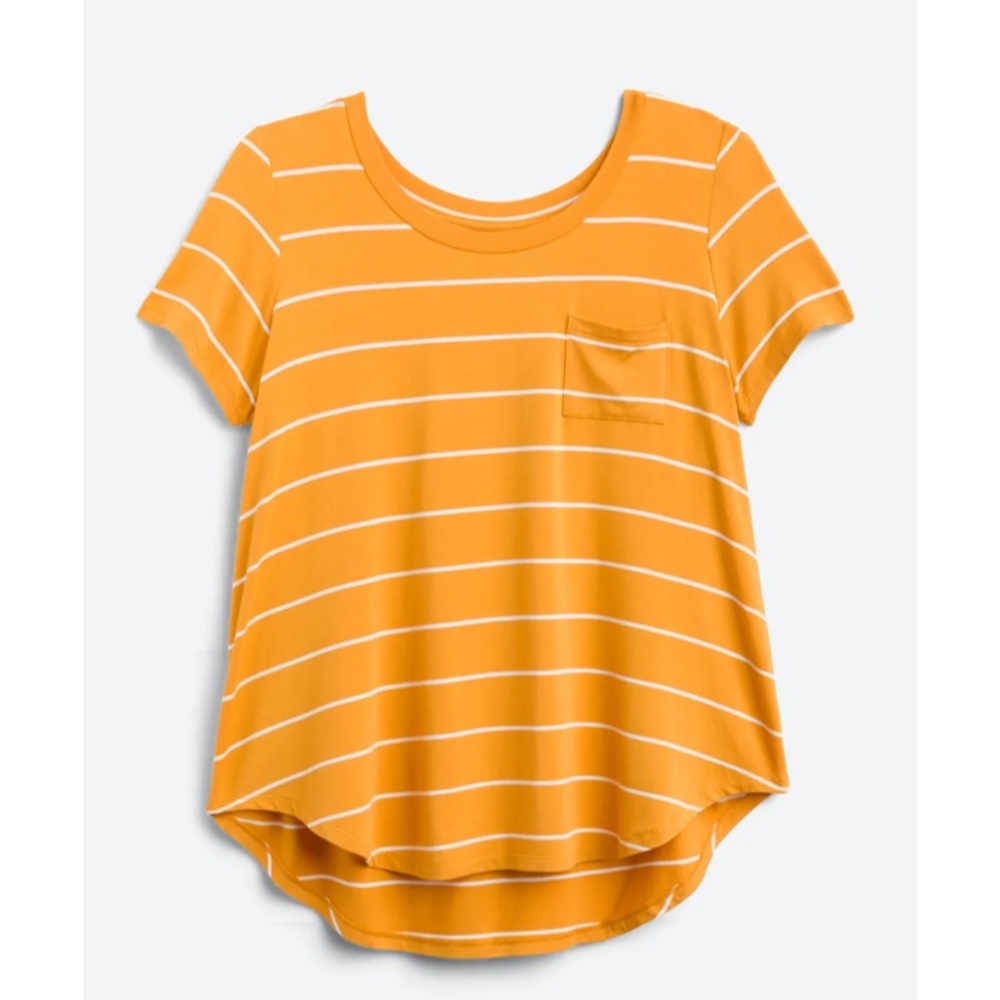 Plus Size Preppy Pocket Short Sleeve Striped Tee